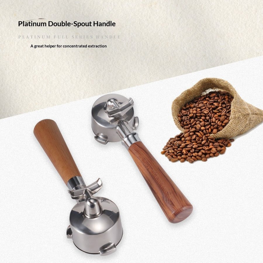 Coffee Machine 304 Stainless Steel Dual-spout Solid Wood Handle