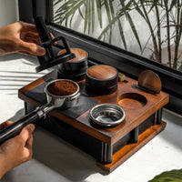 Multi-functional Solid Wood Tamper Holder And Grounds Container