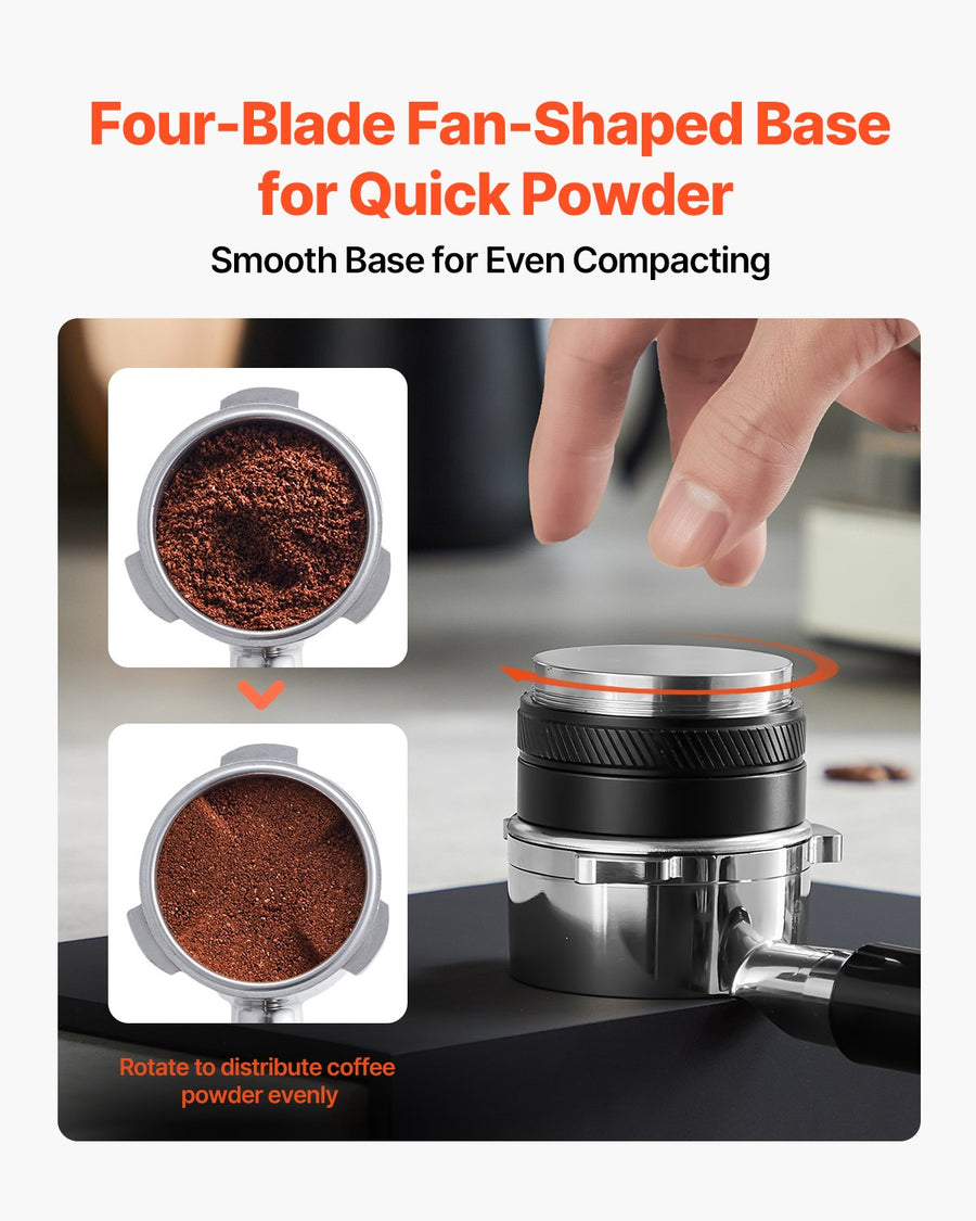 Coffee Distributor 51mm, 2-in-1 Adjustable Espresso Distributor With Fan-Shaped Base, Coffee Distributor 304 Stainless Steel With Easy-to-Disassemble Design